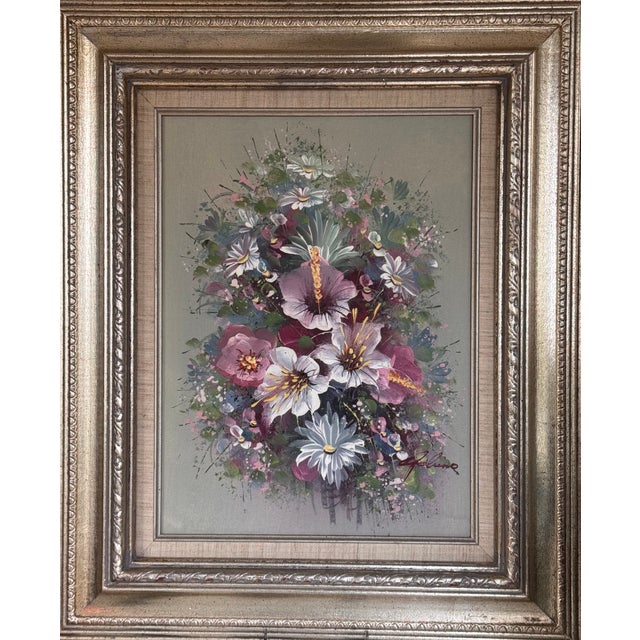 English 1980’s Decorative Arts Studio Framed Oil Painting For Sale - Image 3 of 12