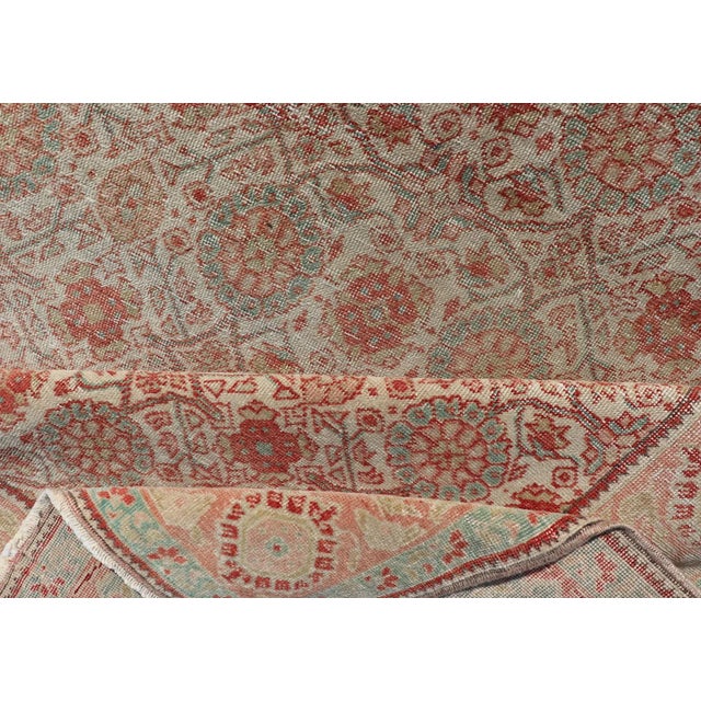 Persian Tabriz Rug With Boteh Design in Cream, Coral, Light Green/ Blue 4'3 X 6'8 For Sale - Image 11 of 12