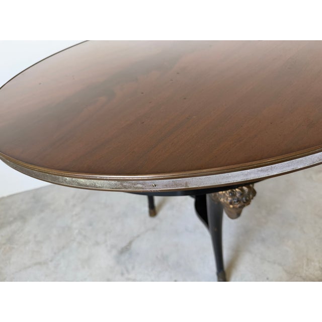 Vintage Baker French Empire Regency Style Accent Table With Brass Trim & Ram Head Legs For Sale - Image 16 of 18