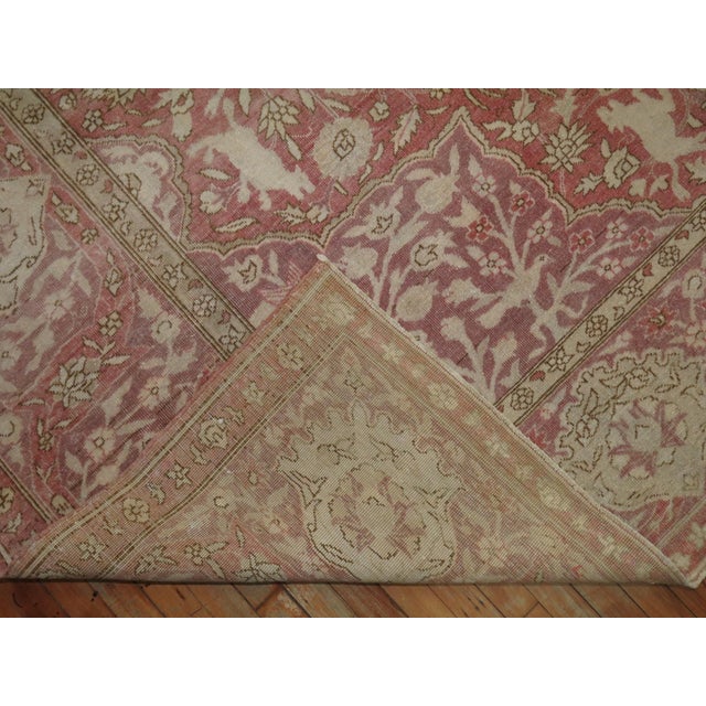 Red Early 20th Century Lavender Rose Turkish Pictorial Rug - 9'11" x 12'10" For Sale - Image 8 of 12
