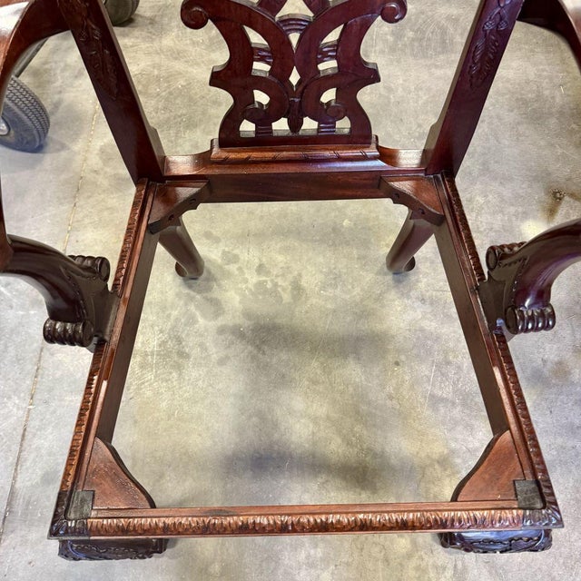 Vintage Irish Chippendale Revival Carved Mahogany Armchair For Sale - Image 14 of 15