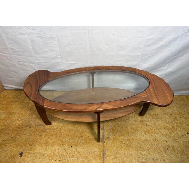 Wood Mid-Century Sculptural Teak and Glass Coffee Table, 1960s For Sale - Image 7 of 9
