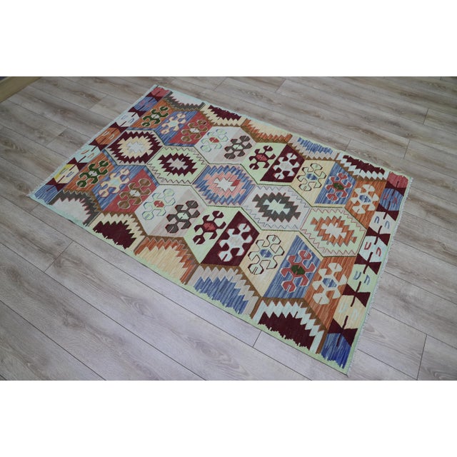 Textile 1990s Scandinavian Cream Hand Knotted Kilim For Sale - Image 7 of 9