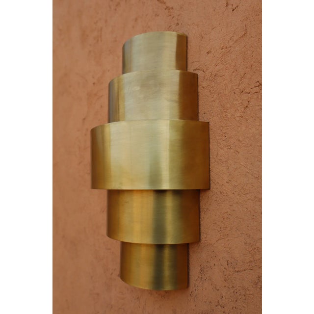 Brass Handmade Art Déco Brass Wall Sconce Rounded Shape Shade For Sale - Image 8 of 10