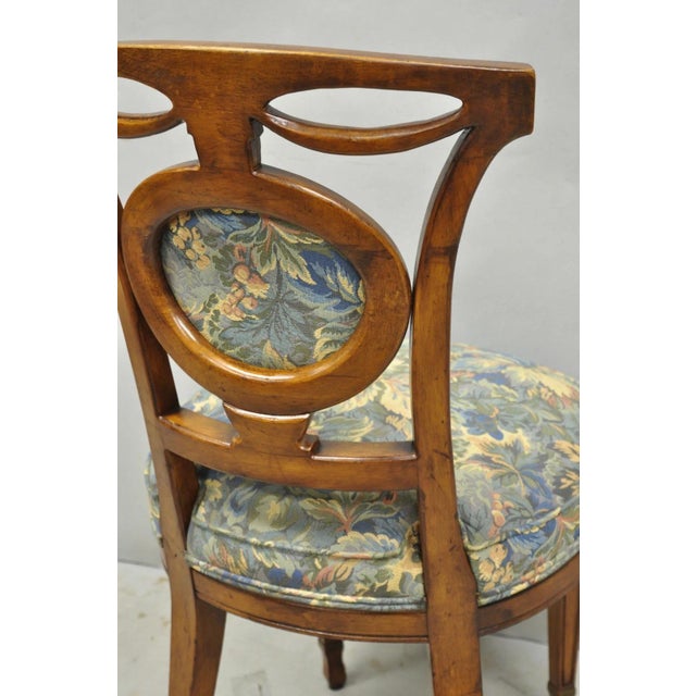 Vintage French Regency Style Carved Walnut Drape Back Dining Side Chair Set of 4 For Sale - Image 13 of 15