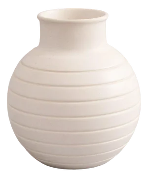 Small Art Deco British Moonstone Bombe Vase by Keith Murray for Wedgwood, 1930s