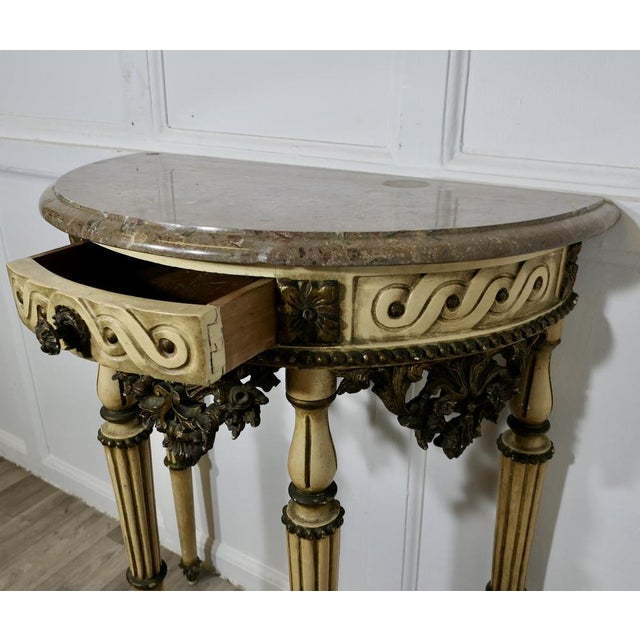 Half Moon Carved and Painted Console Table, 1890s For Sale - Image 6 of 8