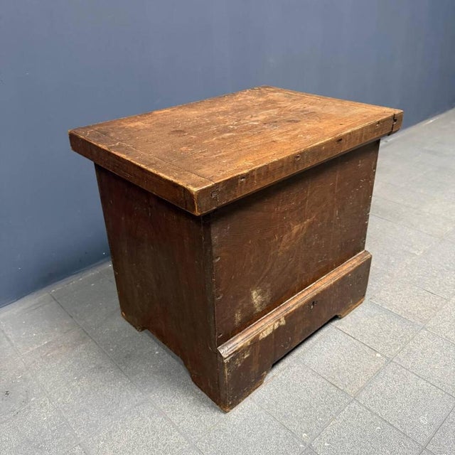 Wood Antique Brown Painted Chest For Sale - Image 7 of 16