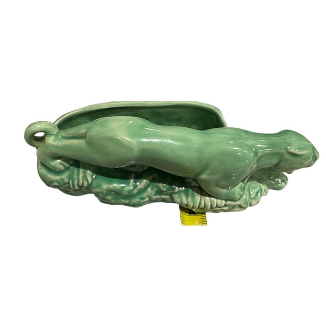 Vintage Green Glazed Panther Planter—attributed to Haeger Pottery, Mid-Century Modern With Art Deco Influence For Sale - Image 9 of 9