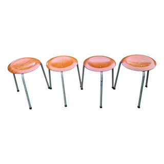 Vintage Stools Bent Plywood and Metal, 1960s, Set of 4 For Sale