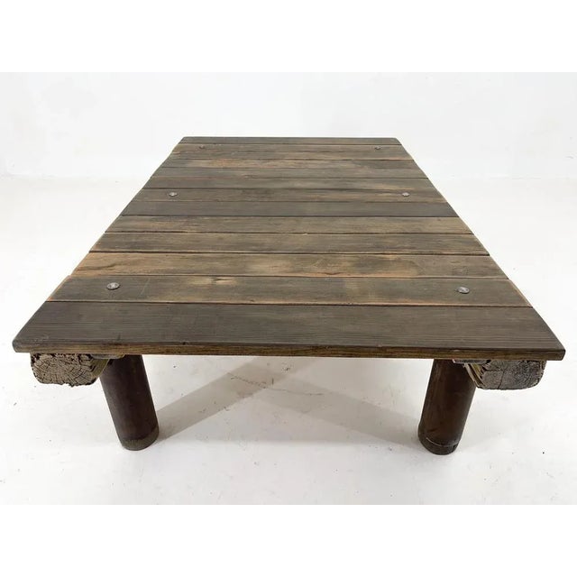 Vintage Industrial Wood & Iron Coffee Table, 1950s For Sale - Image 11 of 12