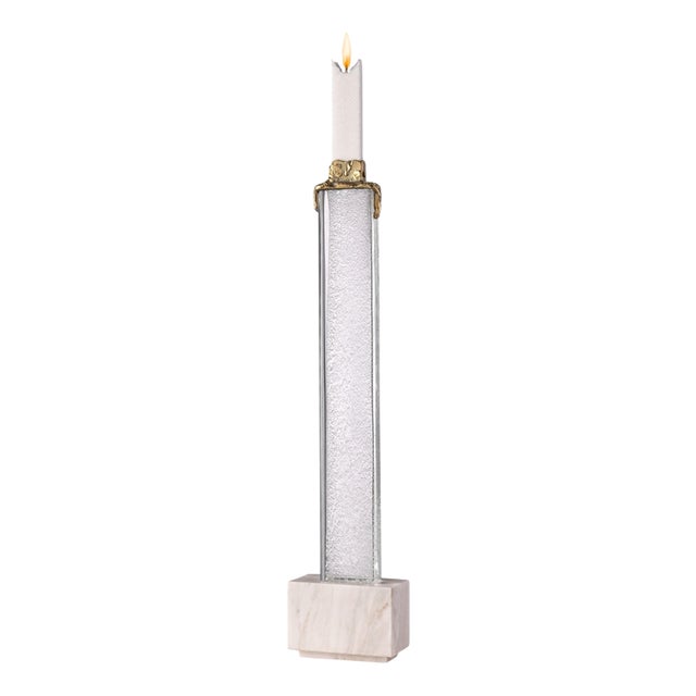 Iced Skyline White Candleholder by Aina Kari For Sale