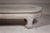 Teak Wood Vintage Whitewash Low Coffee table with Oval Top and Carved Legs For Sale - Image 9 of 12