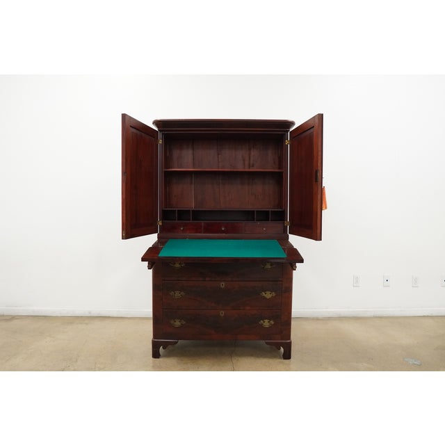 Wood Vintage Butlers Secretary Desk on Chest For Sale - Image 7 of 17