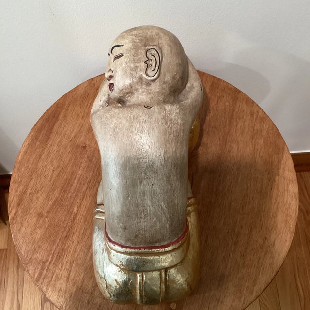 Mid 20th Century Mid 20th Century Carved and Painted Asian Wood Carving of Sleeping Beauty For Sale - Image 5 of 13