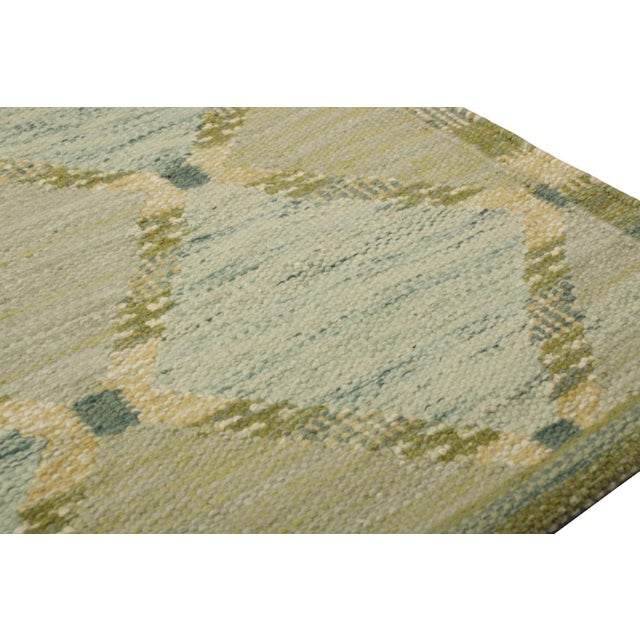 Rug & Kilim Rug & Kilim’s Scandinavian Style Square Rug in Blue and Green, With Patterns For Sale - Image 4 of 6
