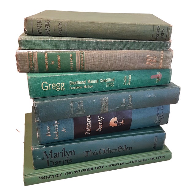 Vintage Green Books Library Bookstack Blue Book For Sale
