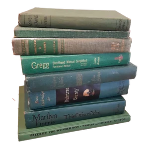 Vintage Green Books Library Bookstack Blue Book