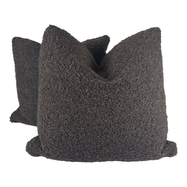 Boucle in Espresso 22" Pillows-A Pair For Sale