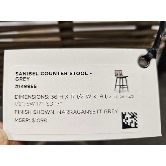 Interlude Home Sanibel Counter Stool in Narragansett Grey For Sale In Portland, ME - Image 6 of 6