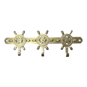 Vintage English Brass Nautical Ships Wheel Hooks