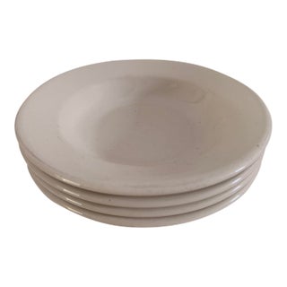 Vintage Mid-Century Modern Buffalo China White Soups Bowls - Set of 4 For Sale