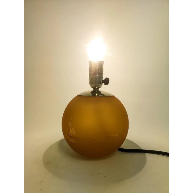 Glass Art Deco Art Glass and Chrome Table Lamp, Sweden, 1930s For Sale - Image 7 of 9