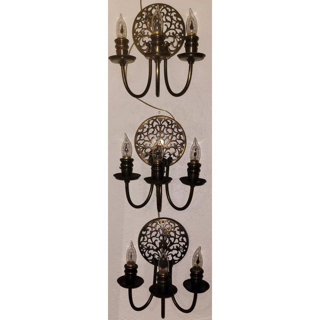Art Nouveau Bronze Chandelier & Wall Light Set For Sale - Image 4 of 10