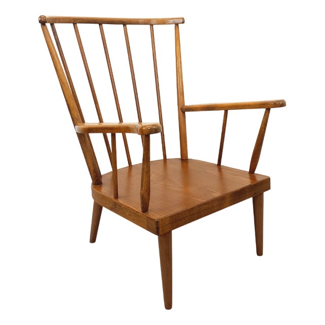 Vintage Baumann Wooden Armchair, 1960s For Sale