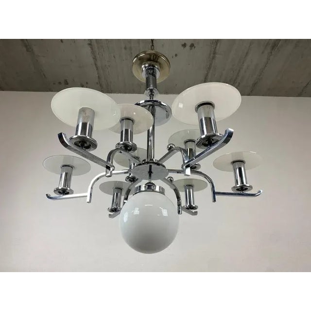 1930s Large Functionalist Bauhaus Chandelier, 1930s For Sale - Image 5 of 12