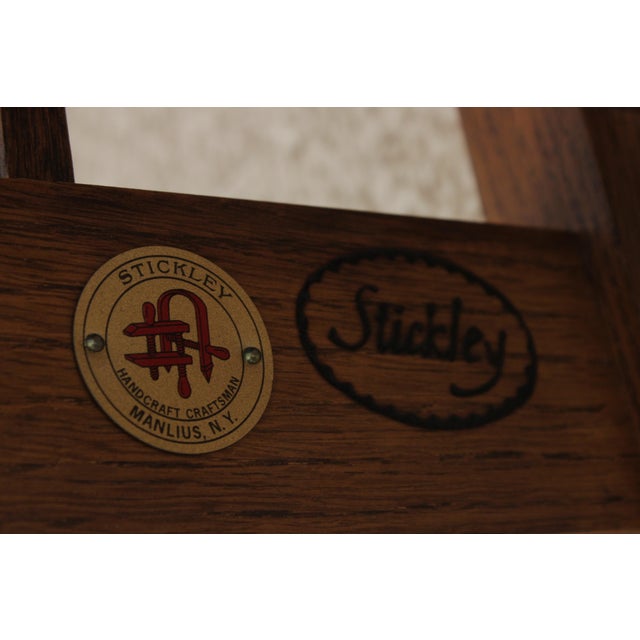 Stickley Mission Oak Leather Spindle Settee For Sale - Image 15 of 18