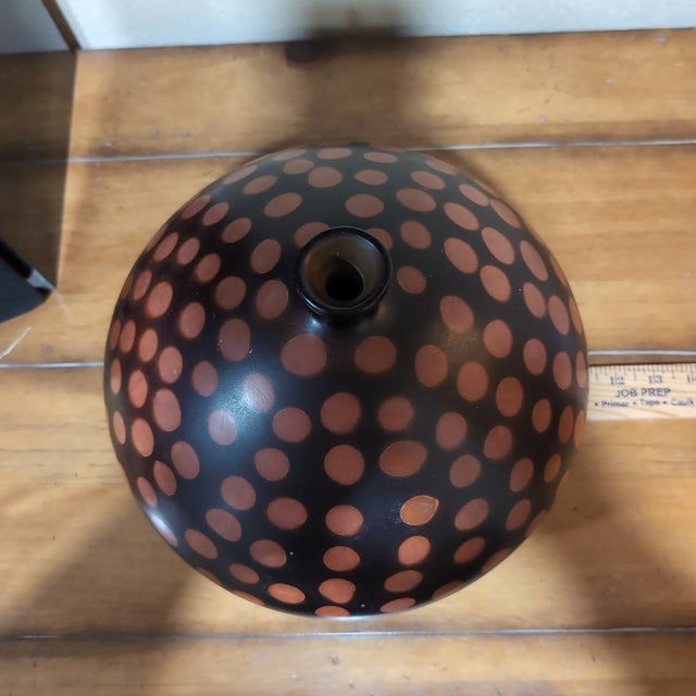 VTG Jose Sosa Peru Pottery Vase 10" Signed Black Terracotta Polka Dot Art For Sale - Image 10 of 12