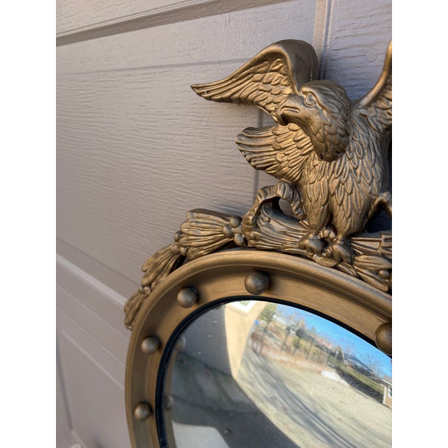 American Federal Giltwood Eagle Bullseye Convex Mirror For Sale - Image 10 of 14