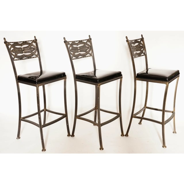 Mid Century Modern Montecristo Style Bar Stools Set of 3 For Sale In Miami - Image 6 of 13