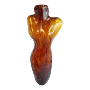 1960s Ladies Torso Art Glass Carmel Colored Large Vase