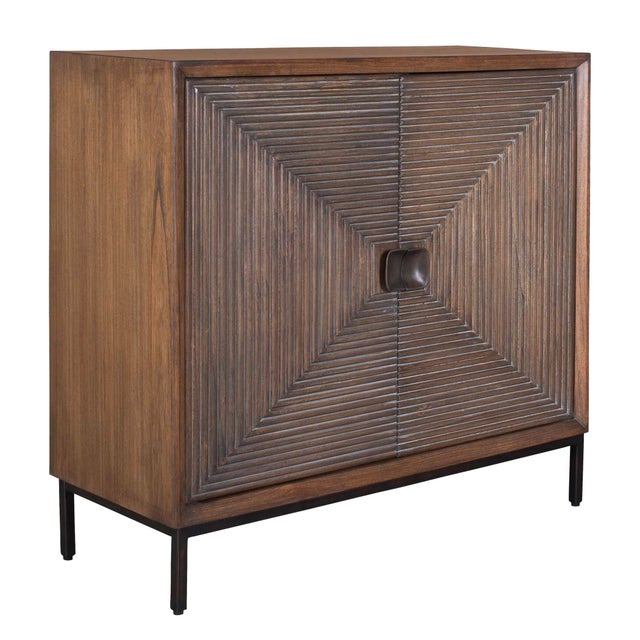 Contemporary Bottom Line 2 Door Wood Cabinet For Sale - Image 3 of 9
