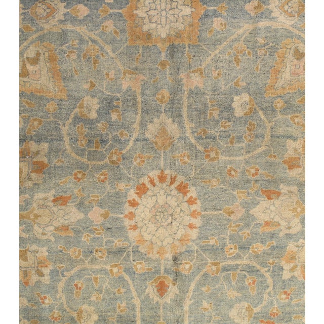 Antique Tabriz Carpet, Handmade Carpet, Light Blue, Soft Saffron and Ivory For Sale In New York - Image 6 of 13