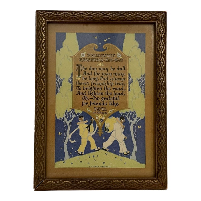 1920s Arts and Crafts Friendship Woodblock by Gibson For Sale