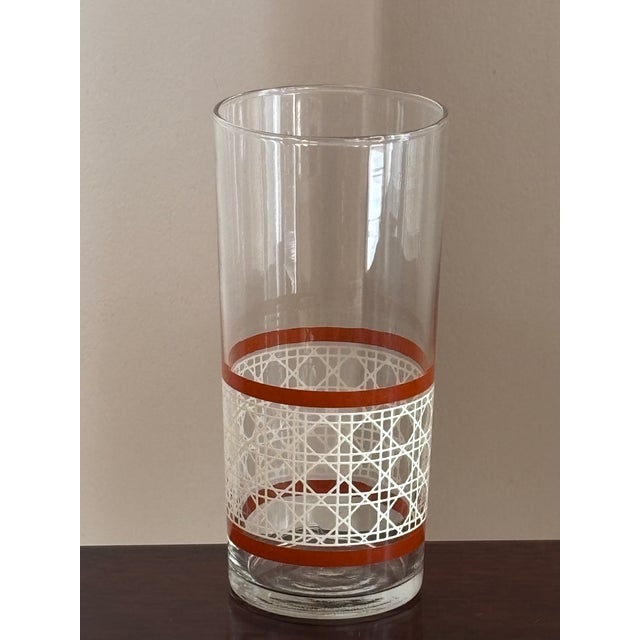 Large Mid-20th Century Woven Cane Pattern Tumblers -- Set of 7 For Sale - Image 12 of 16