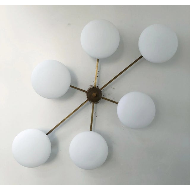 Mid-Century Modern Angelo Bronzed Matte White Glass Flush Mount by Fabio Ltd For Sale - Image 3 of 9