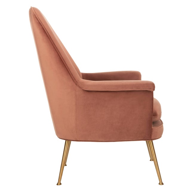 Modern Velvet Armchair, Dusty Rose For Sale - Image 3 of 9