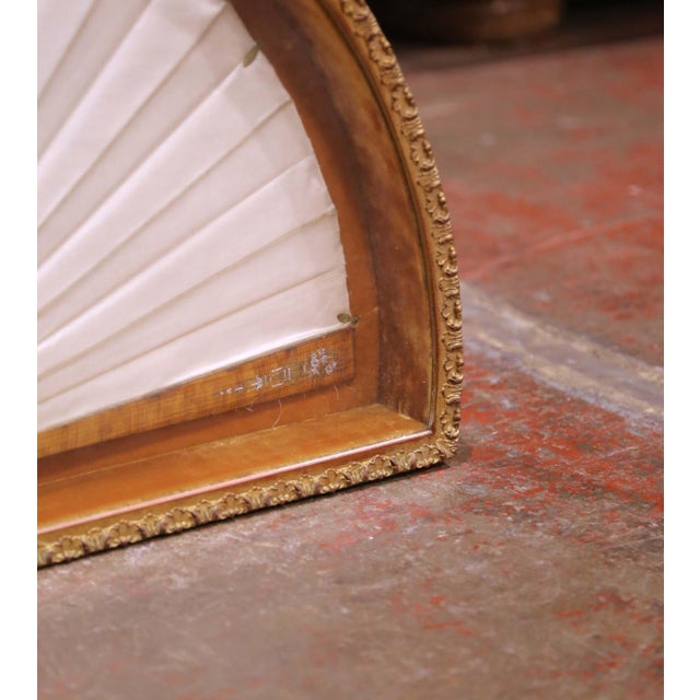 19th Century French Hand-Painted Silk Fan With Carved Wood Sticks in Frame For Sale In Dallas - Image 6 of 7
