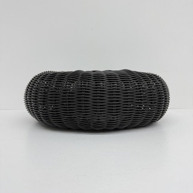 Vintage Round Black Woven Plastic Ottoman from Ikea, 1980s For Sale - Image 6 of 18