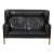 2-Seater Sofa in Black Leather with Oak Legs by Børge Mogensen for Fredericia For Sale