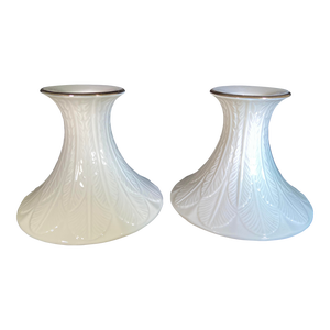 1980s Lenox Ivory Candle Holders With 24k Gold Trim- a Pair