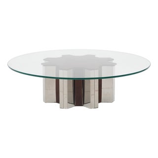 Steel and Glass Coffee Table, 1970s For Sale