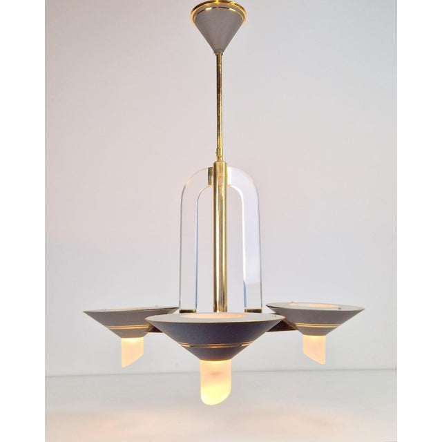 Vintage French Brass Acrylic Chandelier, 1970s For Sale - Image 6 of 15
