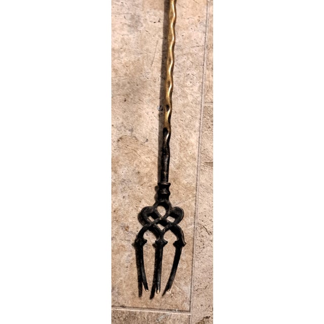 1960s Aberdeen Terrier Brass Roasting Fire 3 Prong Fork For Sale - Image 11 of 11