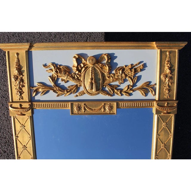 Hepplewhite Carvers' Guild Hepplewhite Trumeau Antique Gold Mirror For Sale - Image 3 of 18