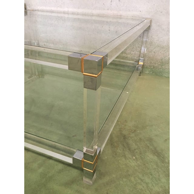 Pair of Late 20th Century Square Lucite Coffee Tables with Chromed Metal Details For Sale In Miami - Image 6 of 18